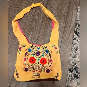 Embroidered Yellow Floral Women's Bag
